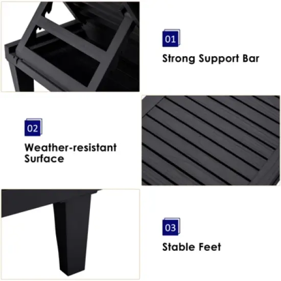 Tangkula Patio Lounge Chair Chaise Recliner Adjustable Backrest Outdoor&Indoor Black/Brown image {7}