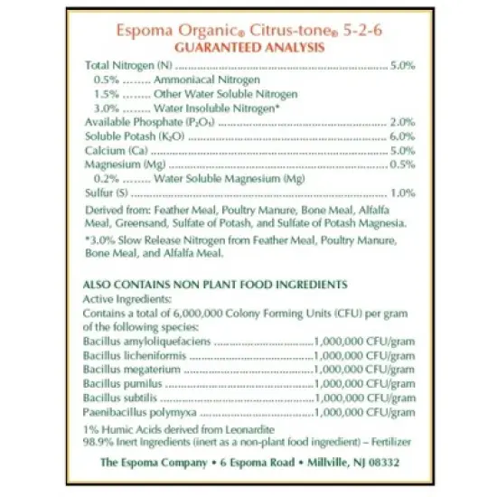 Espoma Organic Citrus-tone 5-2-6 Plant Fertilizer image {2}