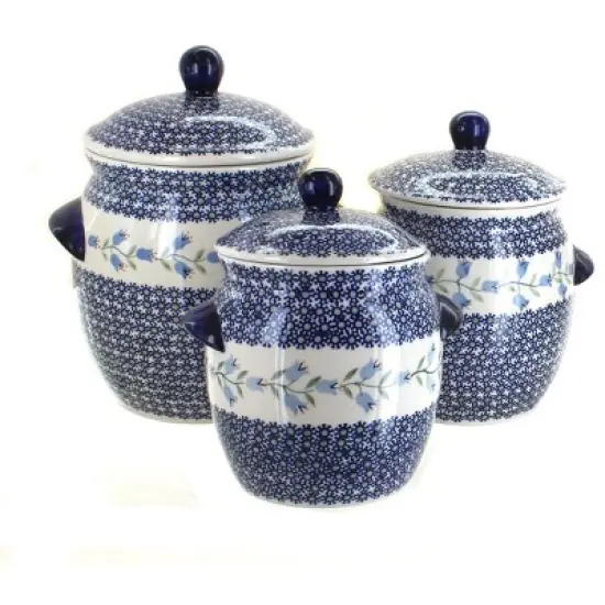 Blue Rose Polish Pottery 1300 Manufaktura 3 Piece Canister Set image {2}