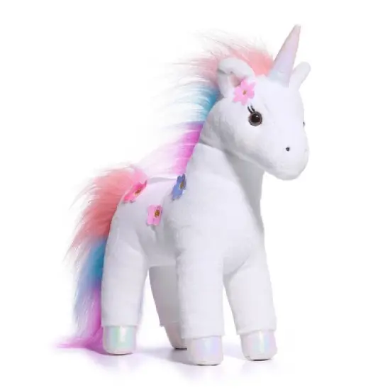 FAO Schwarz 13" White Unicorn Glow in the Dark Toy Plush image {1}