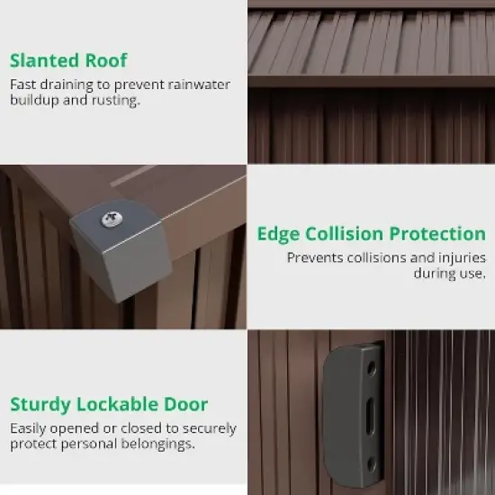 10X10 FT Outdoor Storage Shed, Galvanized Steel Storage Shed, Steel Sliding Doors, Weather Resistant, Garden Tool Shed with Lockable Door image {2}