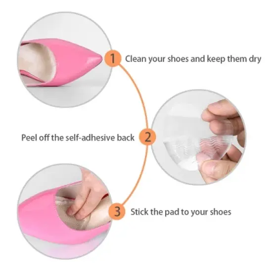 INSPIRE CHIC Gel High Heel Inserts Adhesive Rippled Insoles 2 Pairs image {3}