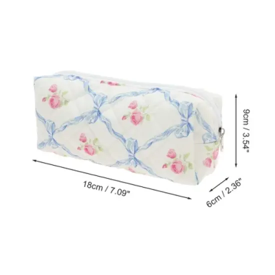 Unique Bargains Portable Bow Floral Makeup Bag 1 Pc image {1}