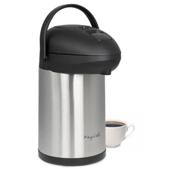 MegaChef 3 Liter Vacuum Insulated Stainless Steel Pump Cap Air Pot image {7}