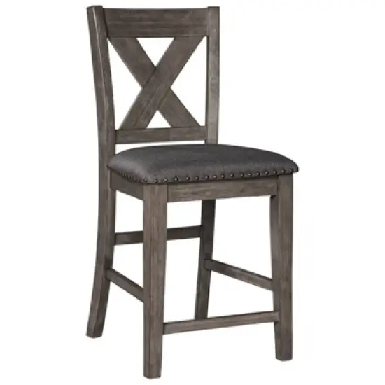 Set of 2 Caitbrook Upholstered Counter Height Barstools Dark Gray - Signature Design by Ashley image {2}