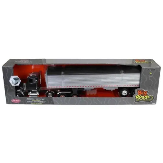 ERTL 1/16 Big Roads Black Peterbilt Model 367 with Grain Trailer and Lights & Sounds 47367 image {7}