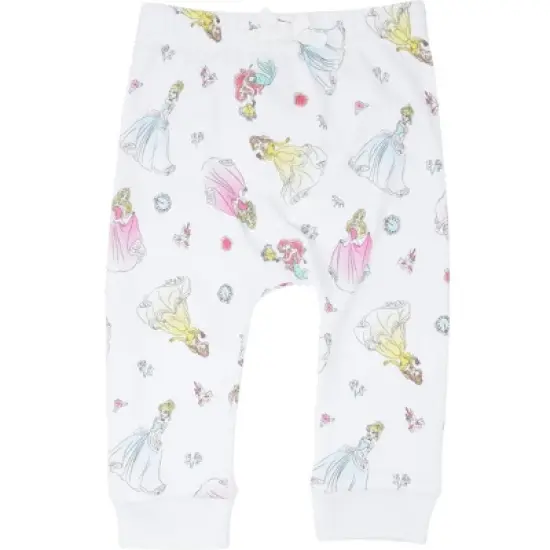 Disney Princess Belle Aurora Cinderella Baby Girls 3 Pack Pants Newborn to Infant image {2}
