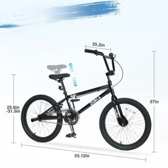 DSVIMOY Freestyle Kids Bike, 20 Inch Single Speed Children's Bicycle for Boys Girls Age 7+ Years, Black, 55.12"*25.2"*37" image {2}