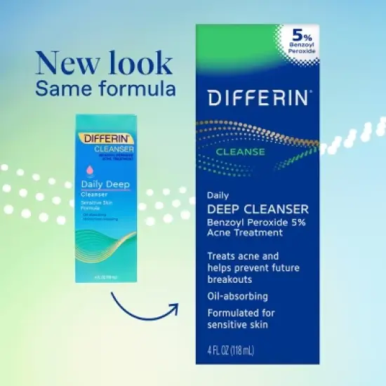 Differin Daily Acne Face Wash Cleanser with Benzoyl Peroxide - 4 fl oz image {2}
