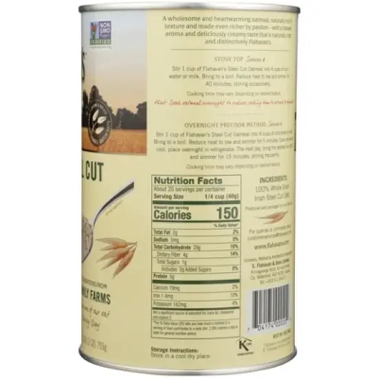 Flahavans Irish Steel Cut Oatmeal - Case of 6/28 oz image {4}