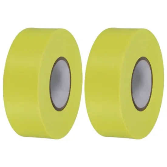 Unique Bargains PVC Non-Adhesive Flagging Tapes for Trail Outdoor 2 Pcs Yellow 1-1/5" x 147 ft image {5}