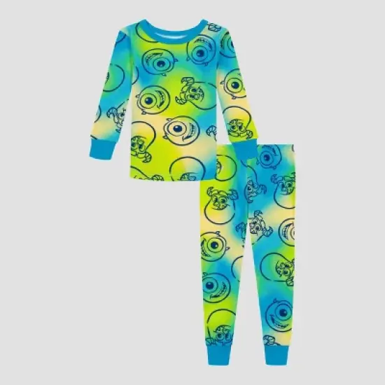 Toddler Boys' 4pc Monsters, Inc. Tie-Dye Snug Fit Pajama Set - Green image {1}