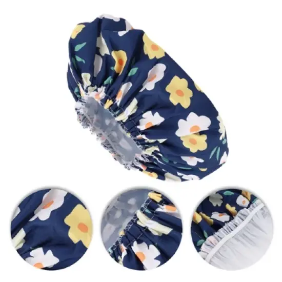 Unique Bargains Women's Flower Pattern Bath Cap 1 Pc image {2}