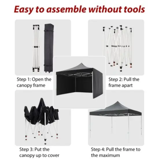 Pop Up Canopy Tent, 10 x 10 Ft Commercial Instant Shade Canopy with Roller Bag, Outdoor Portable Canopy for Events, Parties, Camping image {5}