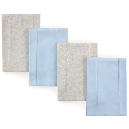 Touched by Nature Baby Boy Organic Cotton Burp Cloths 4pk, Blue Gray, One Size image {1}
