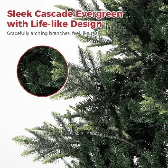 7.5ft Pre-Lit SlimChristmas Tree with 700Incandescent Lights - Artificial Pencil Xmas Tree with Metal Stand for Home, Office, Apartment Holiday Decor image {7}