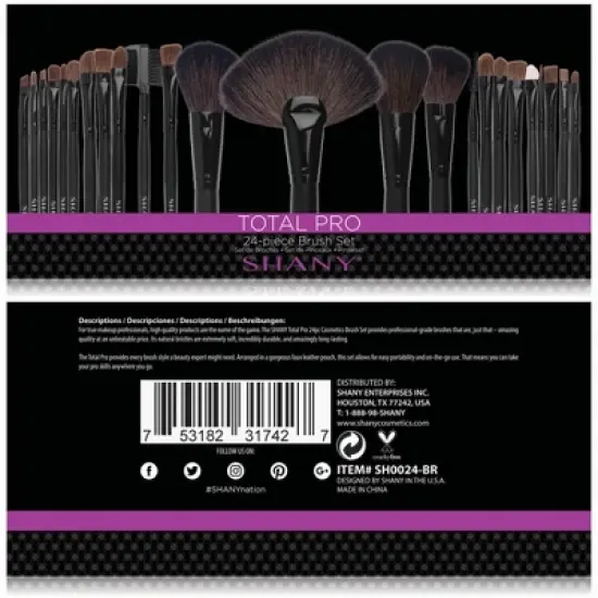 SHANY Professional Cosmetics Brush Set - Total Pro  - 24 pieces image {2}