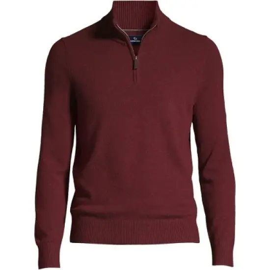 Lands' End Men's Fine Gauge Cashmere Quarter Zip image {2}