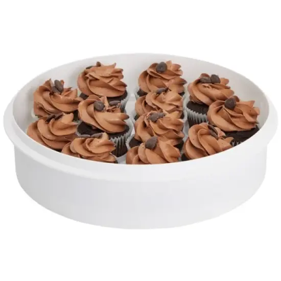 Juvale Round Cake Carrier with Lid and Handle for Desserts, Pies, Cupcakes, Deviled Eggs, White, 12 x 4 In image {5}