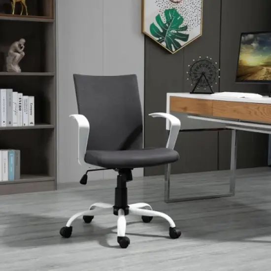 Vinsetto Mid Back Home Office Chair with Adjustable Height, High Armrests and Rocking Function image {1}