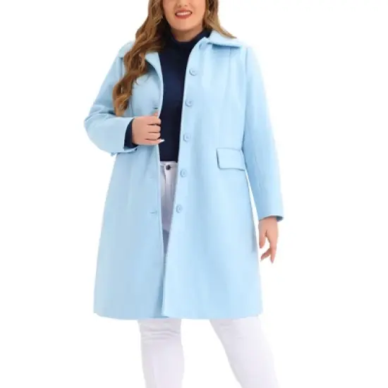 Agnes Orinda Women's Plus Size Coats Peter Pan Collar Single Breasted Long Coat image {7}