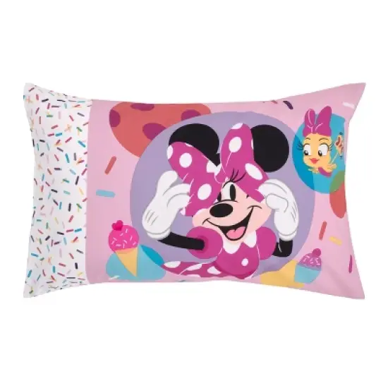 Disney Minnie Mouse Let's Party Pink, Lavender, and White Balloons, Cupcakes, and Confetti Party at Minnie's 4 Piece Toddler Bed Set image {5}