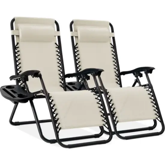 Best Choice Products Set of 2 Zero Gravity Lounge Chair Recliners for Patio, Pool w/ Cup Holder Tray image {30}
