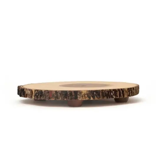 Lipper International 13-15in Acacia Tree Bark Footed Server image {1}