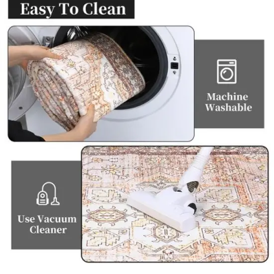 Area Rug Washable Rug Vintage Bohemian Rug, Ultra Soft Area Rugs for Bedroom Living Room Dining Room image {6}