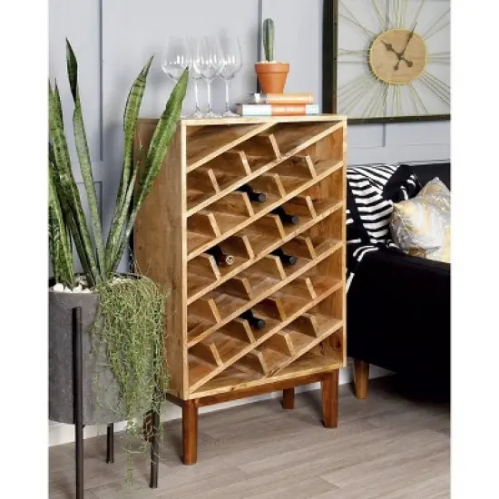 Modern Wood Wine Rack Brown - Olivia & May image {2}