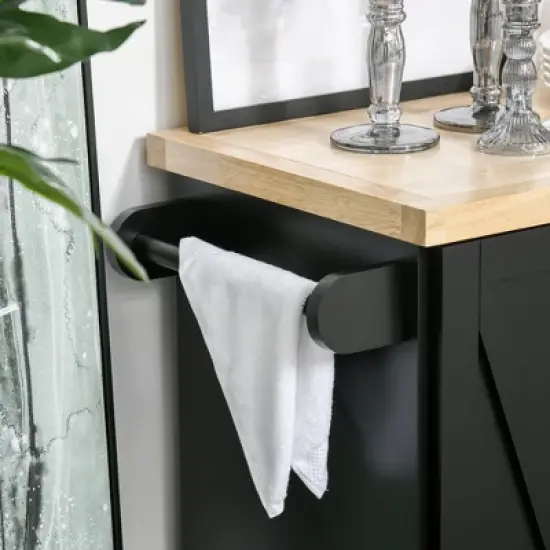 HOMCOM Farmhouse Mobile Kitchen Island Utility Cart on Wheels with Barn Door Style Cabinets, Drawers image {6}