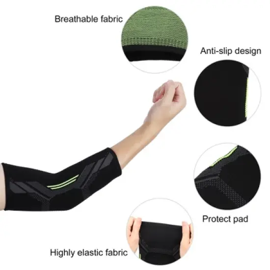 Unique Bargains Elbow Protection Elbow Pads Tightening Breathable Elbow Pads Black for Sports image {2}