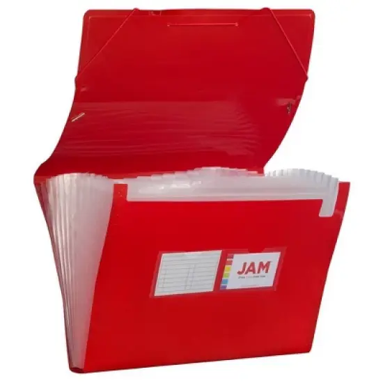 JAM Paper 10" x 15" 13 Pocket Plastic Expanding File Folder - Legal Size - Red: Accordion File Organizer, Stationery image {4}