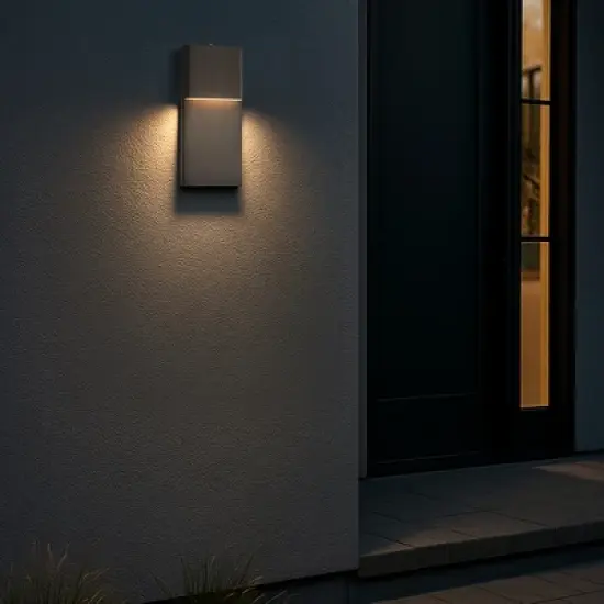 ALOADECOR Modern Simple Sqaure Integrated LED Outdoor Wall Sconce with Dusk to Dawn Sensor in Matte Black for Porch Patio image {3}