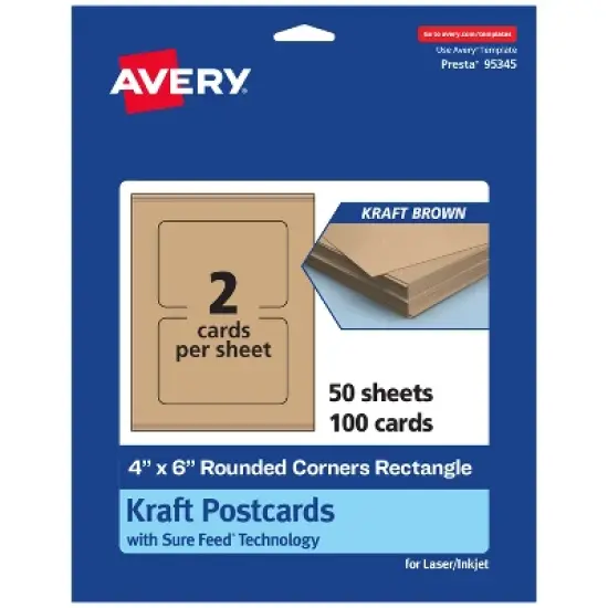 Avery Cards with Rounded Corners, 4" x 6", Kraft Brown, 100ct image {8}