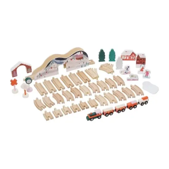 Manhattan Toy Alpine Express 49-Piece Wooden Toy Train Set with Scenic Accessories for Toddlers 3 Years and Up image {3}