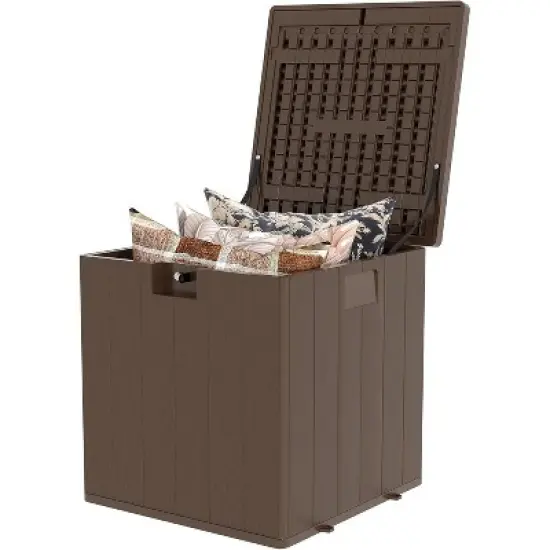 Outdoor Deck Box, 28 Gallon Resin Storage Container, Lockable Waterproof Storage Box image {7}