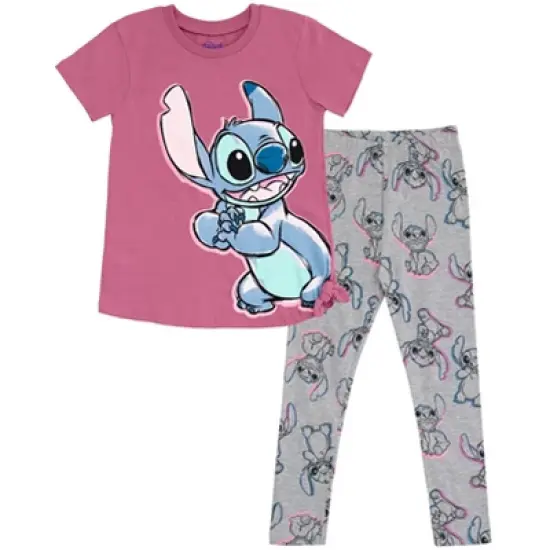 Disney Lilo & Stitch Girls T-Shirt and Leggings Outfit Set Little Kid to Big Kid image {7}