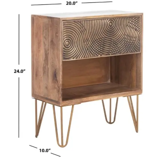 Solene 1 Drawer Nightstand - NST5302 - Natural/Brass - Safavieh image {11}