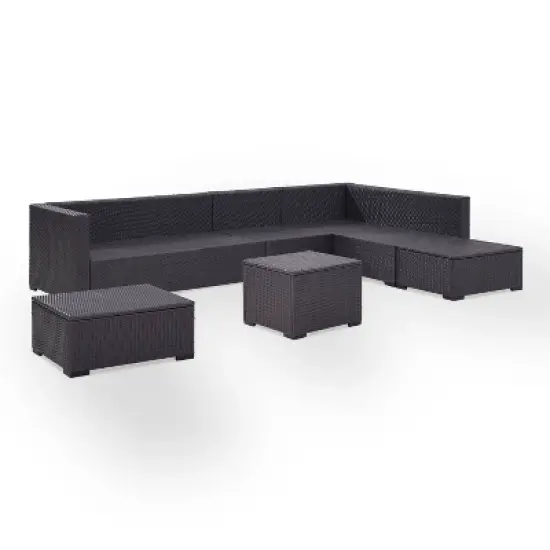 Biscayne 6pc Outdoor Wicker Sectional Set - Mocha - Crosley image {7}