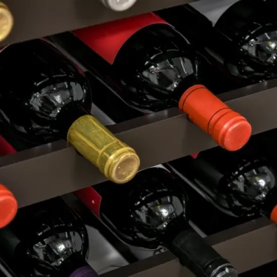 HOMCOM Modern Wine Rack, Storage Cabinet with 16-Bottle Wine Holder and Drawer for Living Room or Home Bar, Dark Brown image {5}