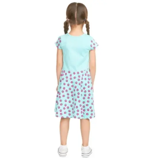 Masha and the Bear Big Friend Little Friend Short Sleeve Crew Neck Dress, Floral Heart, Bow at Waist - Toddler image {3}