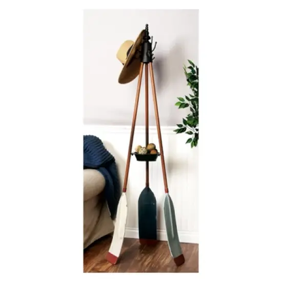 Metal Nautical Style Coat Rack Tripod Base - Olivia & May image {2}