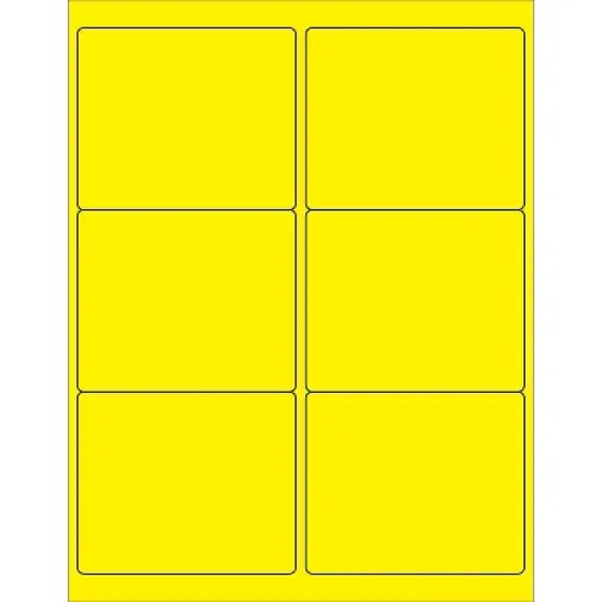 Box Partners Rectangle Laser Labels 4" x 3 1/3" Fluorescent Yellow 600/Case LL180YE image {1}