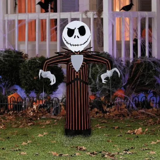 Disney Jack Skellington Small Inflatable Halloween Decoration - Black and Orange Pinstripe Outfit image {1}