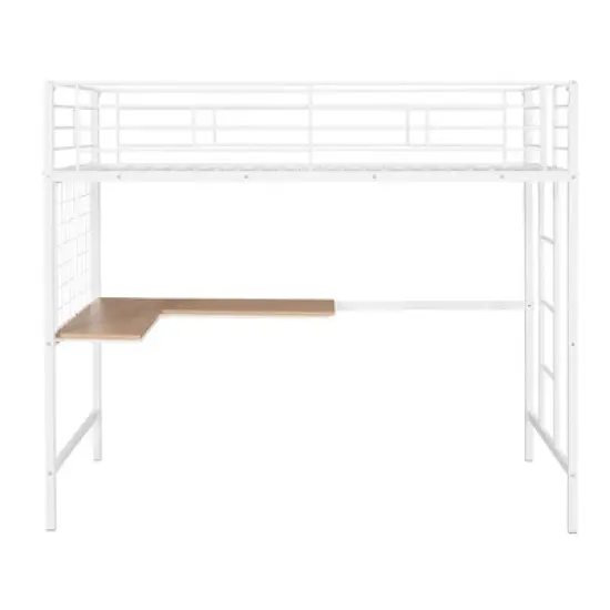 Twin Metal Loft Bed with Desk and Metal Grid - ModernLuxe image {5}