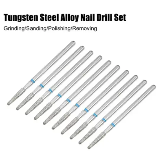 Unique Bargains Emery Nail Drill Bit Set for Acrylic Nails 3/32 Inch Nail Art Tools 44.2mm Length Blue 10 Pcs image {4}