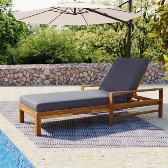 Wood Adjustable Backrest Outdoor Lounge Chair, Suitable for Gardens, Terraces and Poolside Areas image {10}