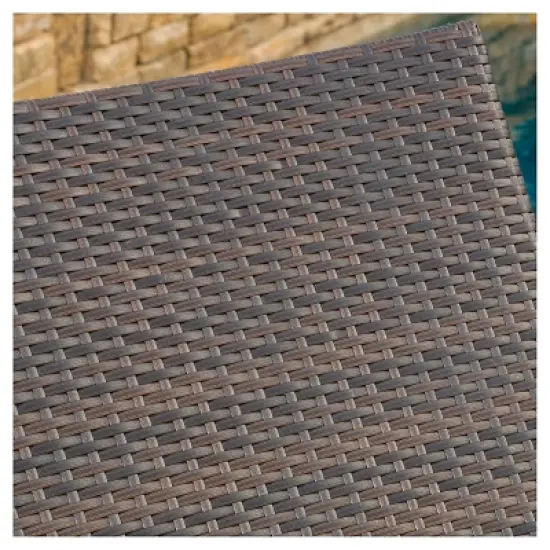 Salem Set of 2 Brown Wicker Adjustable Chaise Lounge with Arms - Ivory - Christopher Knight Home image {3}