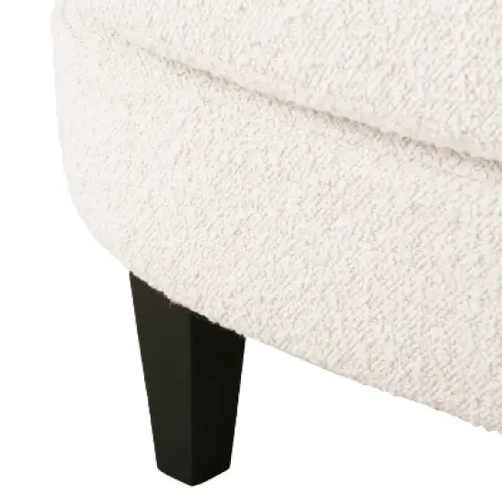 Christopher Knight Home Hartshorn Boucle Upholstered Club Chair and Ottoman Set Almond/Matte Black image {8}